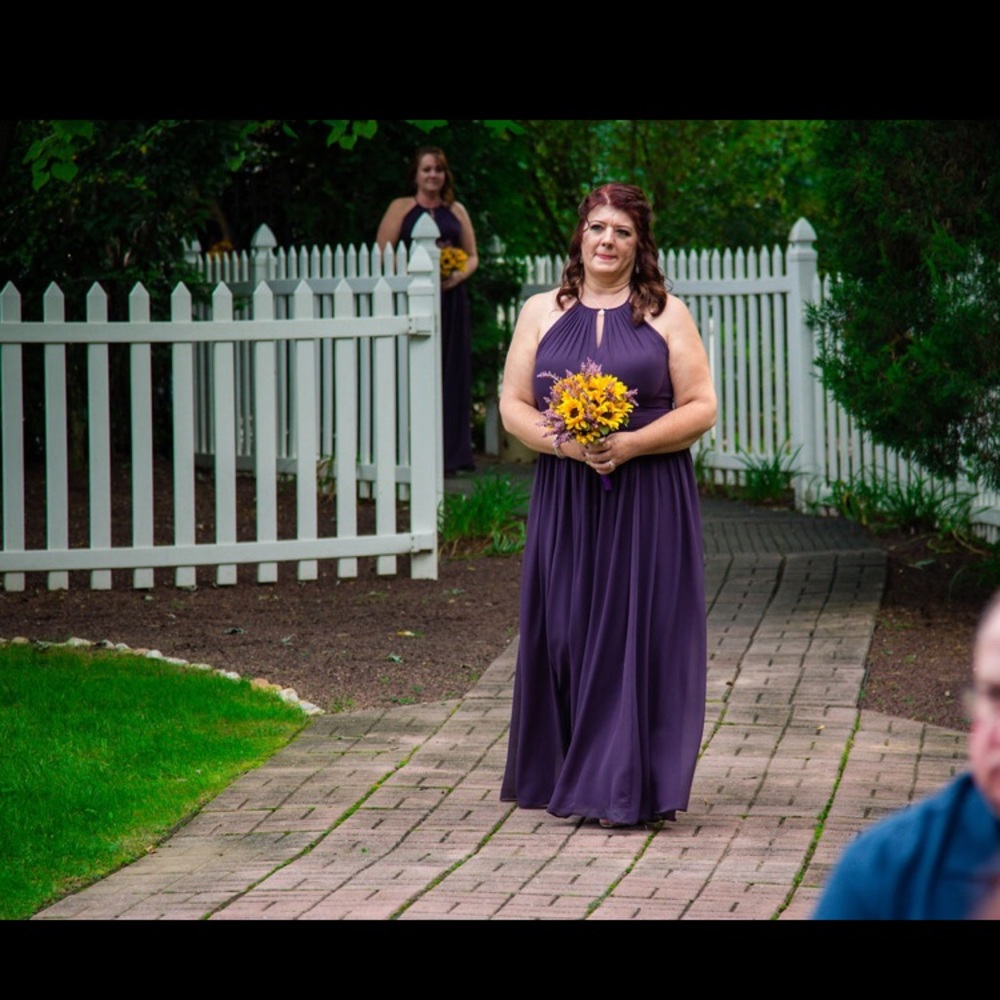 Plum color halter wedding bridesmaid dress sz18 - Picture 3 of 4